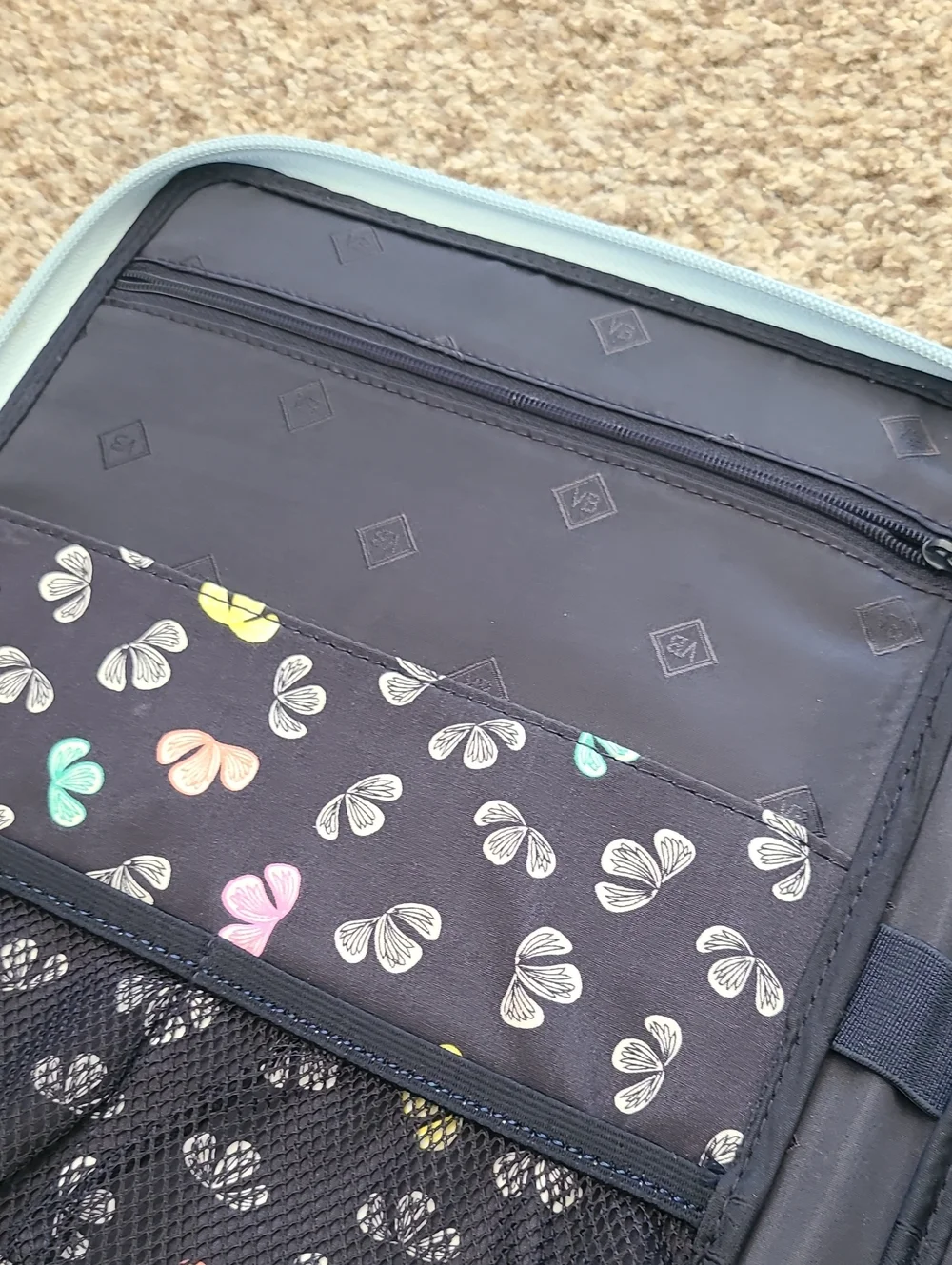Vera Bradley Quilted Cosmetic Case in Light Blue with Multicolor Butterflies